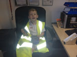 Oliver my son in the office learning the ropes